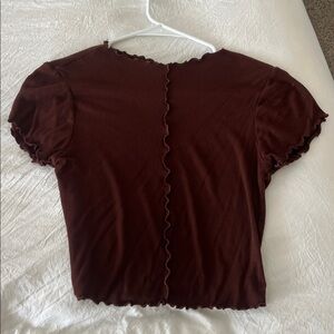 Brown Ruffled Women's Top